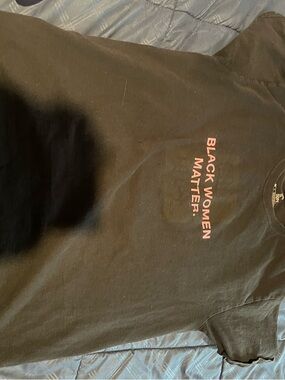 Machine Black Short-Sleeve Tee with Pink "Black Women Matter" Chest Print